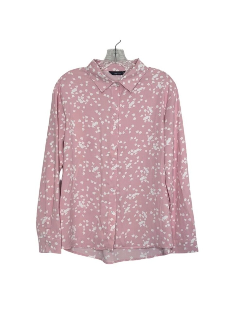 Dokotoo Long‎ Sleeve Button Down Blouse Shirt small Pink White New